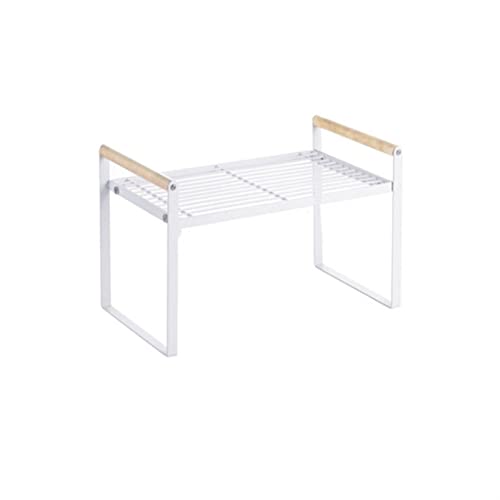 JSBAN Estanterías de Cocina Desmontable de Dos Capas Baratas de barandas de Madera Anti-colisión Espacio Ahorro Amplio Estante Almacenamiento bastidores Suministros de Cocina Racks (Color : White A)