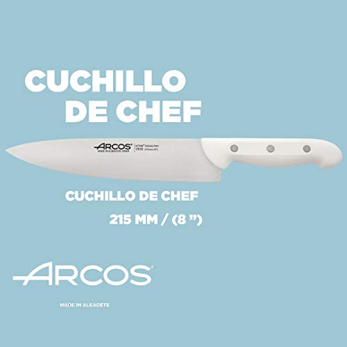 Juego Cuchillos Cocina Arcos | cuchillo arcos blanco | Arcos cuchillos | cuchillos cocina | Arcos Maitre | 4 piezas | Chef 215 mm, Cocina 150 mm, Verduras 100 mm Tijera cocina (Blanco)