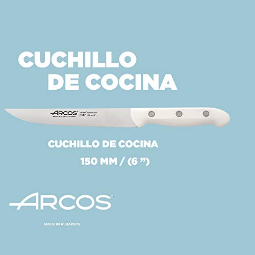 Juego Cuchillos Cocina Arcos | cuchillo arcos blanco | Arcos cuchillos | cuchillos cocina | Arcos Maitre | 4 piezas | Chef 215 mm, Cocina 150 mm, Verduras 100 mm Tijera cocina (Blanco)