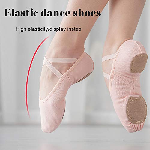 JUODVMP Zapatos de Ballet Zapatillas de Ballet de Danza Baile para Niña,Modelo TJBL,Rosado,24 EU