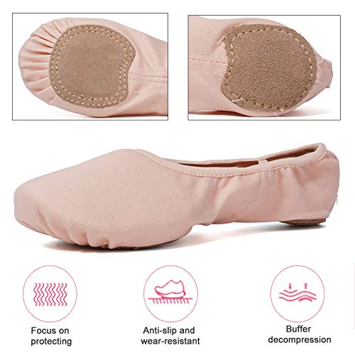 JUODVMP Zapatos de Ballet Zapatillas de Ballet de Danza Baile para Niña,Modelo TJBL,Rosado,24 EU