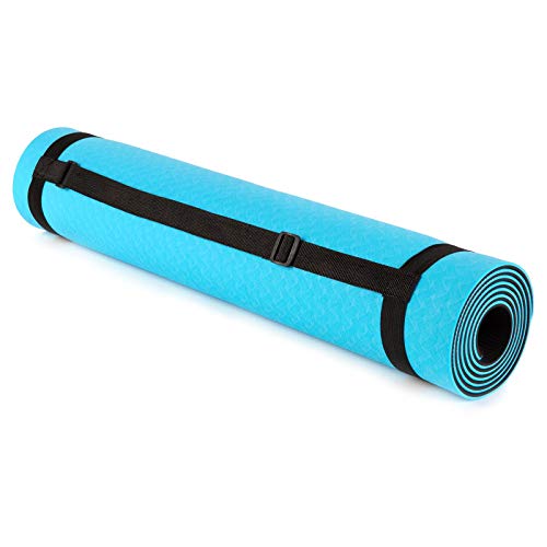 just be...… Esterilla de Yoga Antideslizante colchón de Ejercicio ecológica Material TPE 183 cm x 61 cm x 5 mm Dos Colores con asa para Llevar Bikram Gimnasia Pilates Casa Ejercicio - Azul/Negra