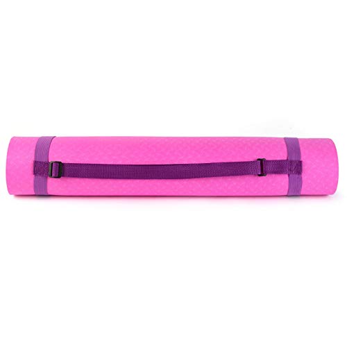 just be...… Esterilla de Yoga Antideslizante colchón de Ejercicio ecológica Material TPE 183 cm x 61 cm x 5 mm Dos Colores con asa para Llevar Bikram Gimnasia Pilates Casa Ejercicio - Rosa/Morada