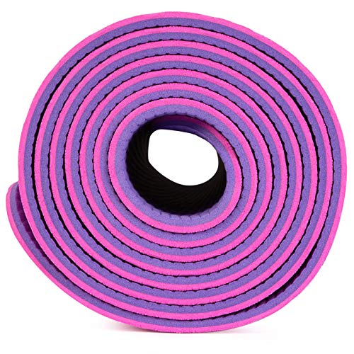 just be...… Esterilla de Yoga Antideslizante colchón de Ejercicio ecológica Material TPE 183 cm x 61 cm x 5 mm Dos Colores con asa para Llevar Bikram Gimnasia Pilates Casa Ejercicio - Rosa/Morada