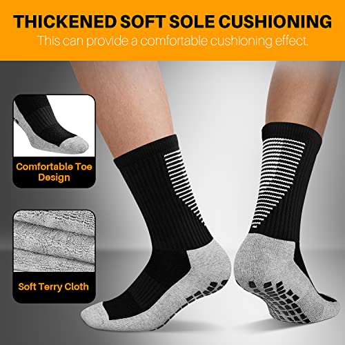 JUYANO 3 Pares Calcetines de Fútbol Antideslizantes para Hombre y Mujer,Transpirable Calcetines Deporte Algodon Cómodo Calcetines de Baloncesto Trekking Yoga Ciclismo Running Calcetas(Negro)