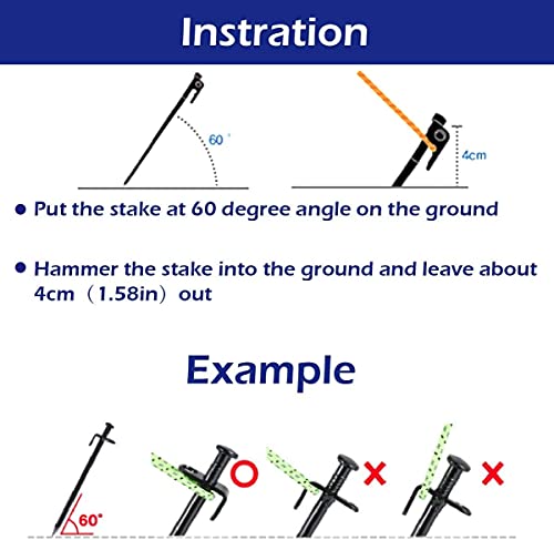 KAHEIGN 8 Piezas Tarea Pesada Estacas Para Tienda, 20CM Alta Resistencia Acero Forjado Estacas De La Tienda De Campaña Con Gancho Y Agujero Para Aire Libre Senderismo Gran Terreno Duro Rocoso