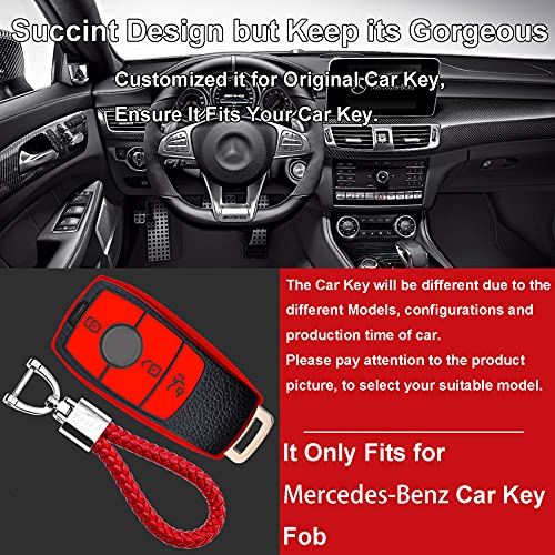 KASER Funda Carcasa Llave Coche Silicona TPU Compatible para Mercedes Classe A B C E CLA CLE GLA GLA GLE GLS Cover Llaveros Efecto Piel Protección Mando de Coche (Rojo)