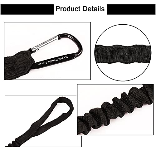 Kayak Paddle Correa Caña 2 Piezas Correa de Remo para Canoa y Kayak Paddle Leash Kayak Paleta Correa Paddle Leash con Mosquetón para Paddle de Kayak Remos de Canoa Accesorio de Soporte 1,5 m (Negro)