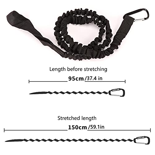 Kayak Paddle Correa Caña 2 Piezas Correa de Remo para Canoa y Kayak Paddle Leash Kayak Paleta Correa Paddle Leash con Mosquetón para Paddle de Kayak Remos de Canoa Accesorio de Soporte 1,5 m (Negro)