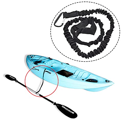 Kayak Paddle Correa Caña 2 Piezas Correa de Remo para Canoa y Kayak Paddle Leash Kayak Paleta Correa Paddle Leash con Mosquetón para Paddle de Kayak Remos de Canoa Accesorio de Soporte 1,5 m (Negro)