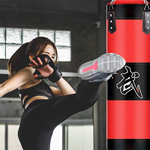 KEEPAA Saco de Boxeo,Saco de Boxeo Pesado con Cadena de Acero - Bolsa De Entrenamiento Vacío De Boxeo Karate Bolsa De Arena (Sin Relleno),para Boxeo Entrenamiento de Boxeo Fitness