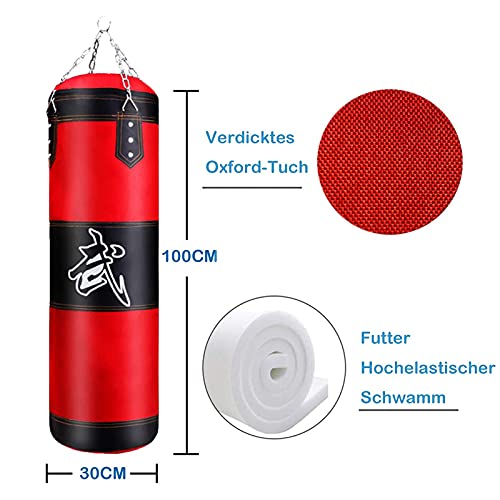 KEEPAA Saco de Boxeo,Saco de Boxeo Pesado con Cadena de Acero - Bolsa De Entrenamiento Vacío De Boxeo Karate Bolsa De Arena (Sin Relleno),para Boxeo Entrenamiento de Boxeo Fitness