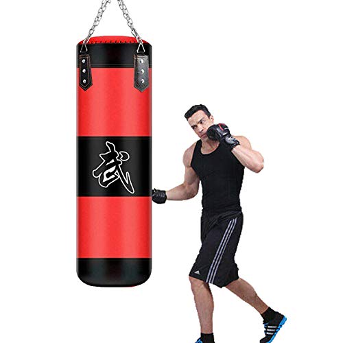 KEEPAA Saco de Boxeo,Saco de Boxeo Pesado con Cadena de Acero - Bolsa De Entrenamiento Vacío De Boxeo Karate Bolsa De Arena (Sin Relleno),para Boxeo Entrenamiento de Boxeo Fitness