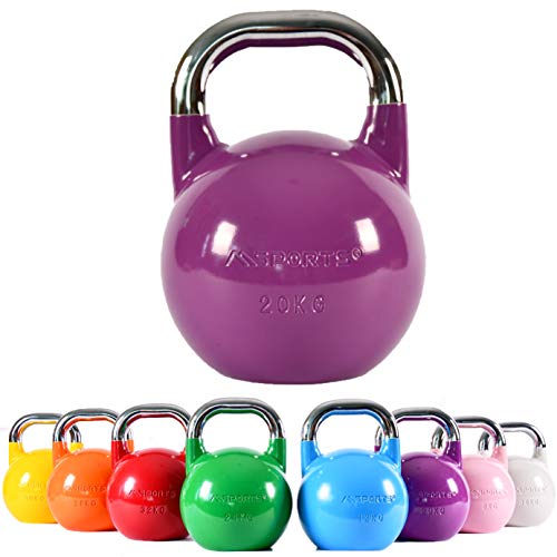 Kettlebell Competition Premium 4-36 kg con póster de ejercicios | Calidad de gimnasio profesional | Kettlebell de competición, Pesas