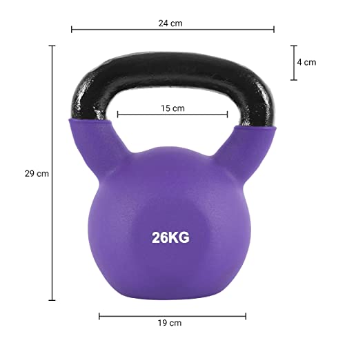 Kettlebell Profesional Neopreno 2 - 30 kg con póster de ejercicios, Pesas