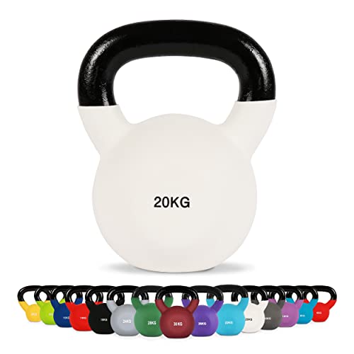 Kettlebell Profesional Neopreno 2 - 30 kg con póster de ejercicios, Pesas