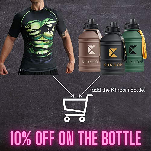 Khroom Camiseta de Compresión de Superhéroe para Hombre | Ropa Deportiva de Secado Rápido para Ejercicio, Gimnasio, Musculación, Running. Material Extensible Ventilado Anti Transpiración Hulk M