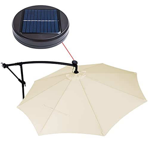 Kingsleeve Sombrilla de Ø300cm con 24 Luces LED Solar con manivela de Aluminio Crema Parasol Grande jardín