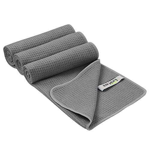 KinHwa Toalla de microfibra para hombre y mujer, secado rápido, toalla de sudor para gimnasio, ligera, deporte, fitness, ejercicio, 3 unidades de 40,6 x 81,6 cm (gris 280 g/m², 40,6 x 31 cm)