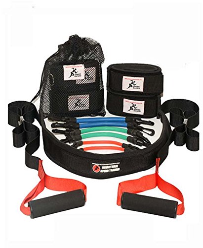 Kit de potencia de bandas de resistencia para entrenamiento de piernas con correas para aumentar la potencia explosiva, aceleración, fuerza y agilidad producto con programa de entrenamiento