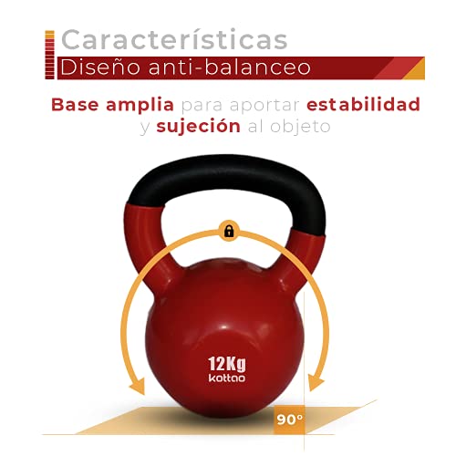 KOTTAO Pesas Rusas Kettlebell (12 kg). Kettlebell Workout para Competición de Vinilo. Entrenamiento Kettlebell Fitness para Hombre, Mujer. Gimnasio en Casa.