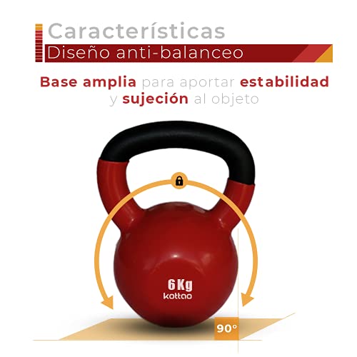 KOTTAO Pesas Rusas Kettlebell (6 kg). Kettlebell Workout para Competición de Vinilo. Entrenamiento Kettlebell Fitness para Hombre, Mujer. Gimnasio en Casa.