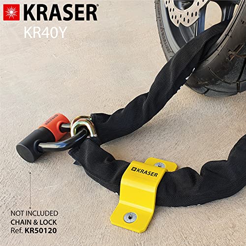 KRASER KR40Y Anclaje de Suelo o Pared, Antirrobo Fijación en Acero de Alta Resistencia, Moto Bici Remolque, Compacto