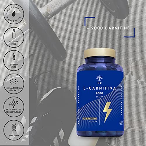 L CARNITINA Capsulas 2000mg Suplemento Deportivo L-Carnitina Quemagrasas Potente Natural Alta Concentracion. Pre Entreno Mejora Rendimiento Perder Peso Hombre Mujer. 150CápsulasCE N2 Natural Nutrition