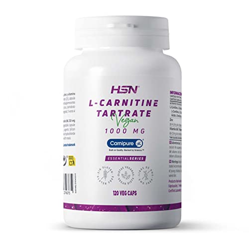 L-Carnitina L-Tartrato Carnipure de HSN | 120 Cápsulas Vegetales | 3000 mg por Dosis Diaria de Carnitina de Máxima Absorción y Eficacia | Alta Pureza y Calidad | No-GMO, Vegano, Sin Gluten