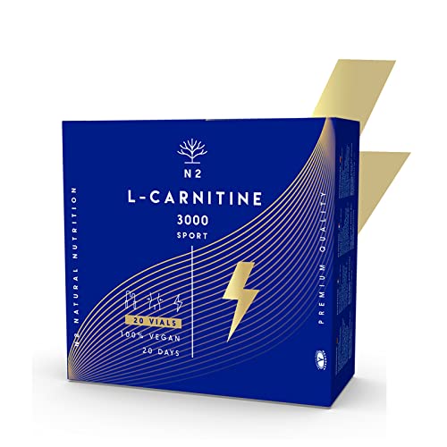 L CARNITINA Liquida 3000 mg.Suplemento Deportivo L-Carnitina Natural-Quemagrasas Líquido-Alta Absorción-Mejor Rendimiento.20 Viales-Facil Apertura-No se Rompen. VEGANO. N2 Natural Nutrition