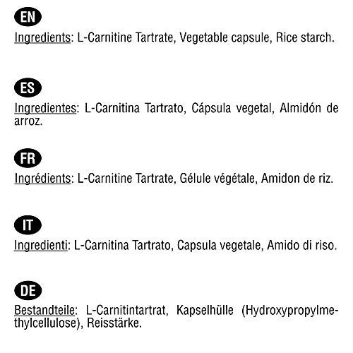 L-Carnitina pura 1000 mg. 180 cápsulas veganas. La LCarnitina ayuda a perder peso y quemar grasa. Aumenta la resistencia y la energía, mejorando la musculatura y el rendimiento deportivo