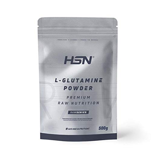 L-Glutamina de HSN | L Glutamine | 100% Pura en Polvo | Suplemento Recuperador Post Entrenamiento Aminoácido Para Deportistas | No-Gmo, Vegano, Sin Gluten ni Lactosa | Sabor Natural | 500 gr