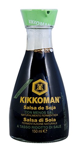 La sal salsa de soya Kikkoman Reducido, fermentada naturalmente, Mesa botella - 150ml