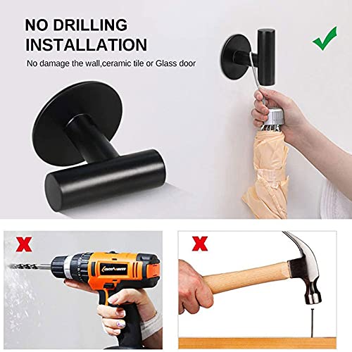 Laimew Juego de Accesorios de baño de 4 Piezas sin taladrar Acero Inoxidable Negro Barra de Toalla de 16 Pulgadas Soporte para Papel higiénico 2 Ganchos para Batas