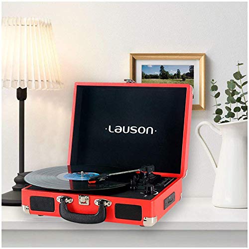 Lauson XXVT3 Tocadiscos Maletín, Bluetooth, USB, Salida RCA, Función Encoding 3 Velocidades Color Rojo