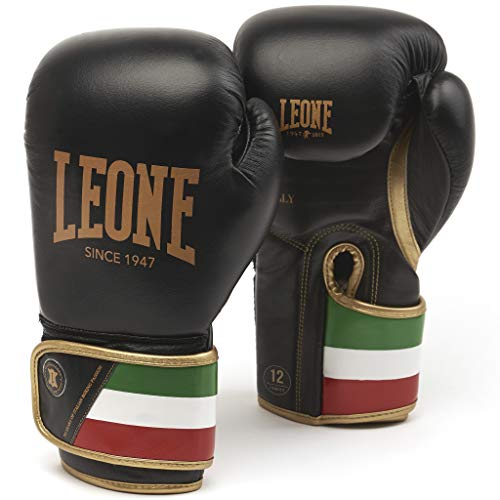 LEONE 1947 GN039 Guantes de Boxeo, Unisex – Adulto, Negro, 12OZ