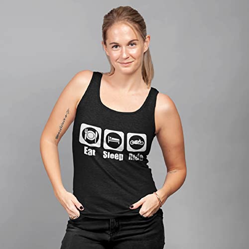 lepni.me Camisetas sin Mangas para Mujer Comer Dormir Montajes Repetir el Eslogan de la Moto Citas (XXL Negro Multicolor)