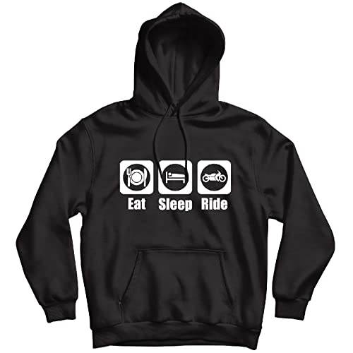 lepni.me Sudadera con Capucha Comer Dormir Montajes Repetir el Eslogan de la Moto Citas (3XL Negro Multicolor)