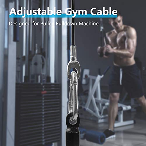 LFJ Cable de Acero para Fitness, Cuerda Gimnasio Alambre Resistente Poleas para Cables Máquina Accesorios Gym en Casa Equipo de Levantamiento de Pesas (5m Ajustable)