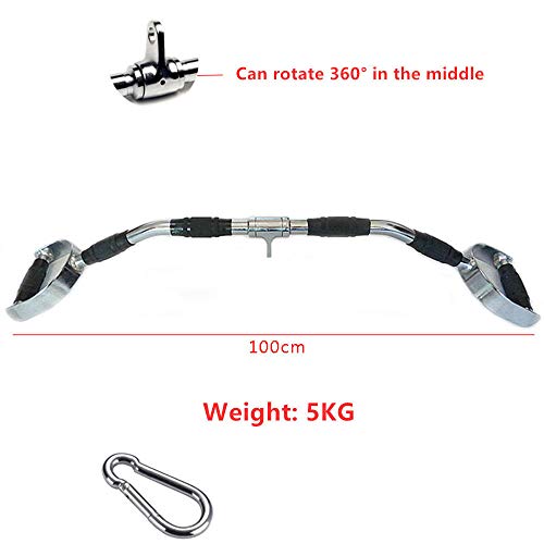 LHXFAN Accesorios para tracción máquinas de Cable de Gimnasio,Máquinas De Fitness Gimnasio,Triceps Cuerda,Mango de Remo Paralelo en V,Barra Recta giratoria - Mango de herradura-100cm