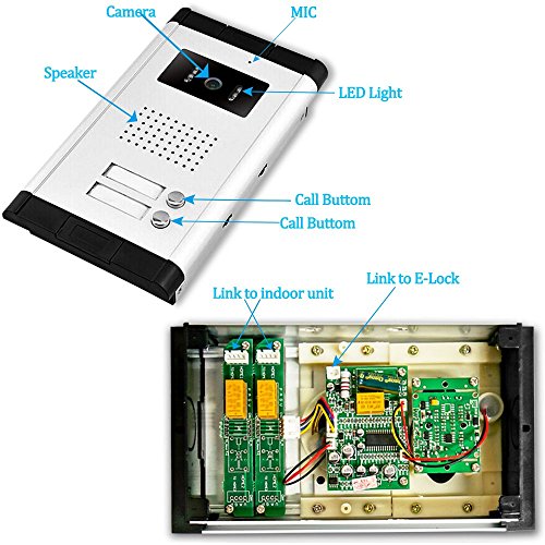 LIBO Video Portero 2 Monitores Videoportero IP 7 Pulgadas con Camara Visores Nocturnos Infrarrojos 700 TVL Seguridad Entrada para múltiples Apartamentos/familias