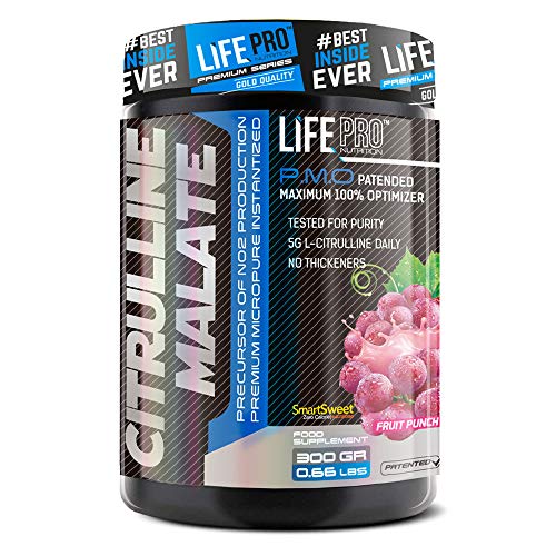 Life Pro Citrulina Malato 300g | Suplemento con Citrulina y Malato, Mejora Rendimiento Deportivo, Facilita Crecimiento Muscular y Mejora Resistencia, Sabor Frutos Rojos