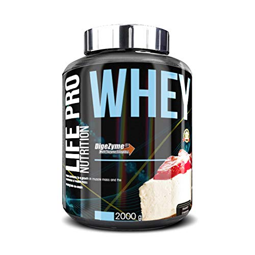 Life Pro Whey 2Kg | Suplemento Deportivo, 78% Proteína de Concentrado de Suero, Protege Tejidos, Anticatabolismo, Crecimiento Muscular y Facilita Períodos de Recuperación, Sabor Strawberry Cheesecake