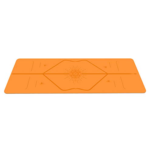 LIFORME Esterilla De Yoga Happiness - Mejor Estera De Yoga del Mundo con Sistema De Alineación Patentado - Yoga Mat Ecológica y Completamente Antideslizante - Edición Especial Happiness - Naranja