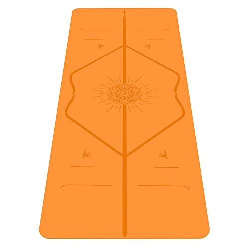 LIFORME Esterilla De Yoga Happiness - Mejor Estera De Yoga del Mundo con Sistema De Alineación Patentado - Yoga Mat Ecológica y Completamente Antideslizante - Edición Especial Happiness - Naranja