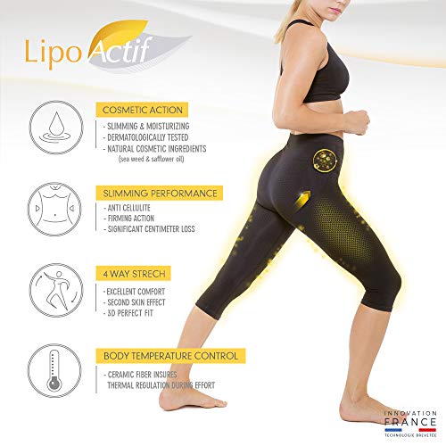 LIPO ACTIF - Panty Cintura Alta Vientre Plano - Día/Noche - Acción Adelgazamiento Enfundante y Adelgazante - Efecto Push Up - Tecnología Francesa Cosméto Céramic