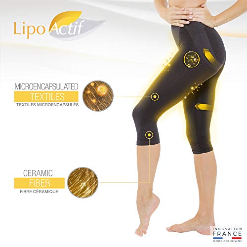 LIPO ACTIF - Panty Cintura Alta Vientre Plano - Día/Noche - Acción Adelgazamiento Enfundante y Adelgazante - Efecto Push Up - Tecnología Francesa Cosméto Céramic