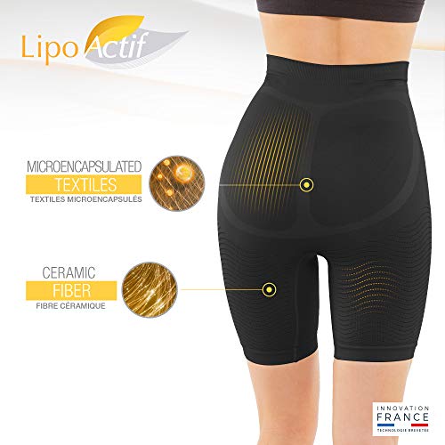 LIPO ACTIF - Panty Cintura Alta Vientre Plano - Día/Noche - Enfundante y Adelgazante - Anticelulitis Efecto Reafirmante - Efecto Push Up - Tecnología Francesa Cosméto Céramic