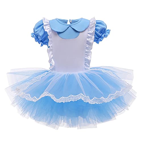 Lito Angels Disfraz Princesa Alicia en el país Ballet Tutu para Niñas, Vestido Maillot de Ballet con Falda de Tul, Traje Leotardo Body de Danza, Talla 5 6 Años