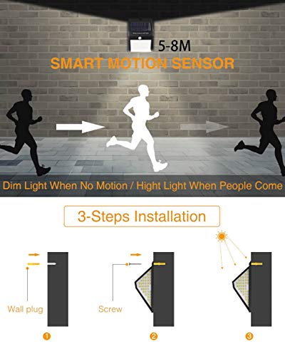 litogo Luz Solar Exterior 140 LED (4 Pack / 3 Modos) con Sensor de Movimiento, Solares Exteriores 270º lluminación Focos Solares Exterior Impermeable Aplique Lampara Solar para Exterior Jardin (WS140)